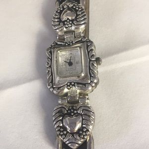 Brighton watch black leather strap ornate …